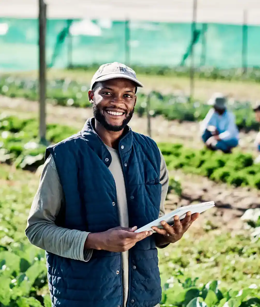 Thabo Seane in his vegetable tunnels at Lesedi Greens
